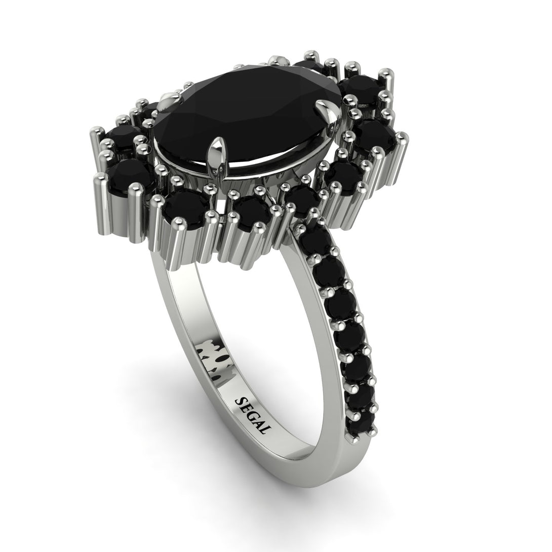 Glamorous Oval Black Diamond Ring - Emily No. 39