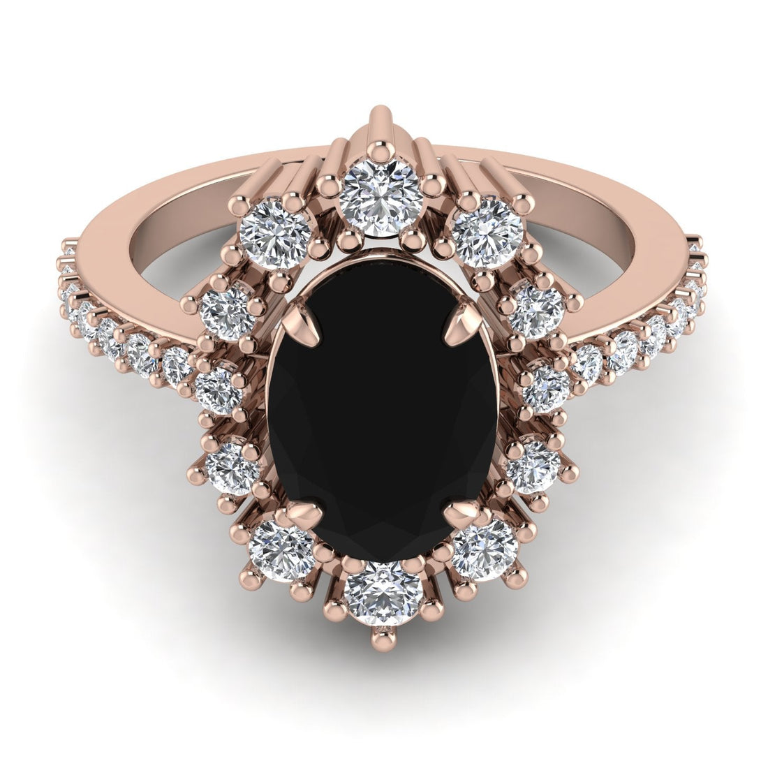 Glamorous Oval Black Diamond Ring - Emily No. 8