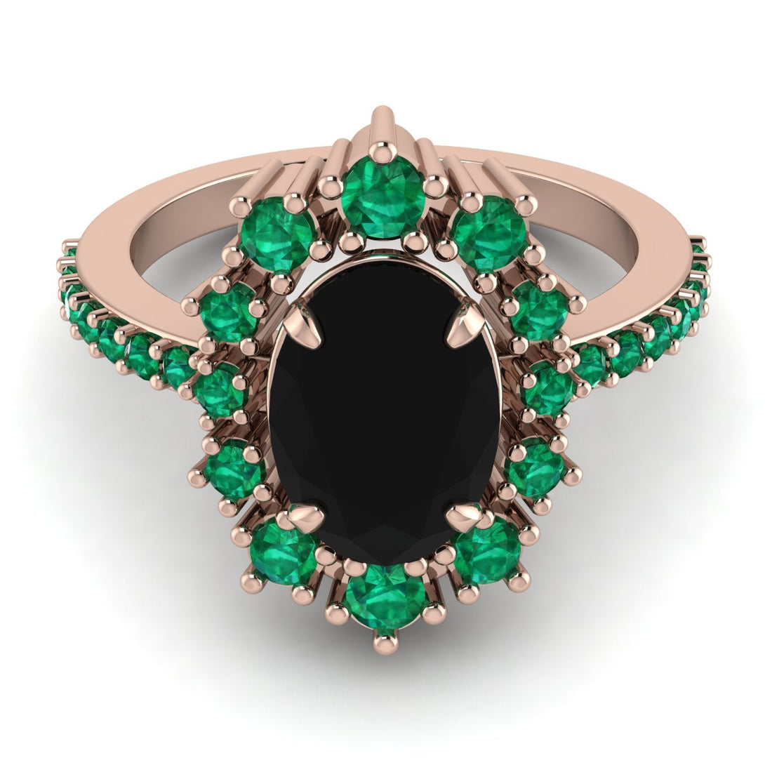 Glamorous Oval Black Diamond Ring - Emily No. 23