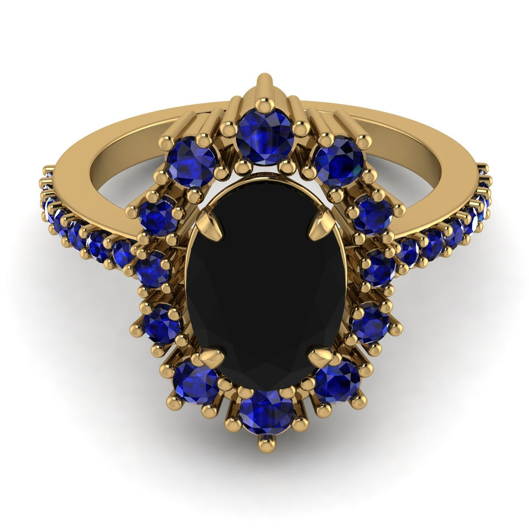 Glamorous Oval Black Diamond Ring - Emily No. 67