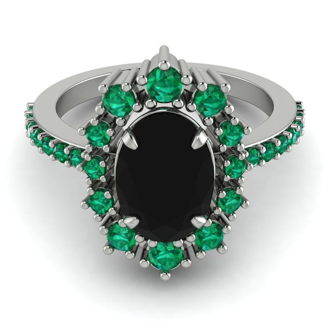 Glamorous Oval Black Diamond Ring - Emily No. 24
