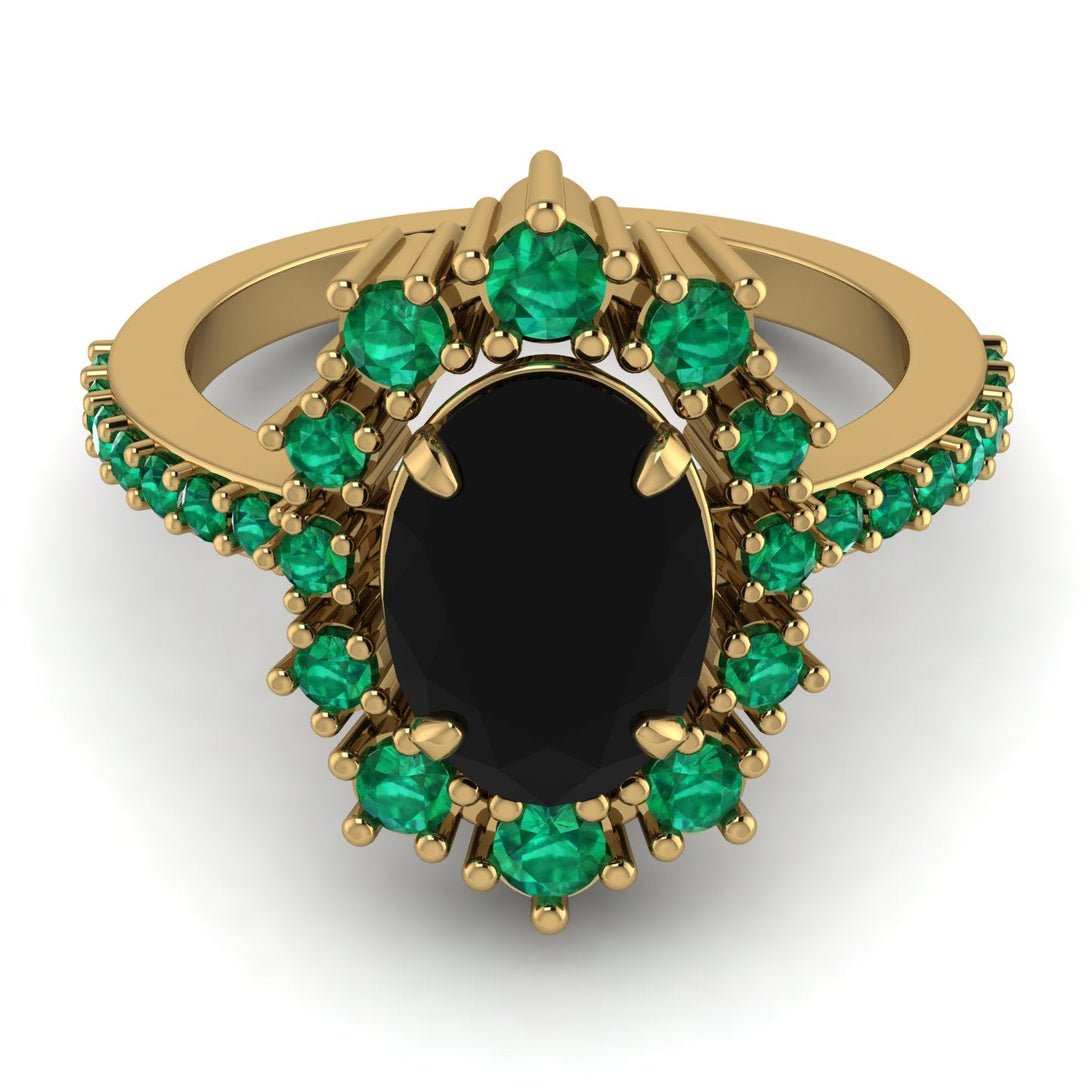 Glamorous Oval Black Diamond Ring - Emily No. 22