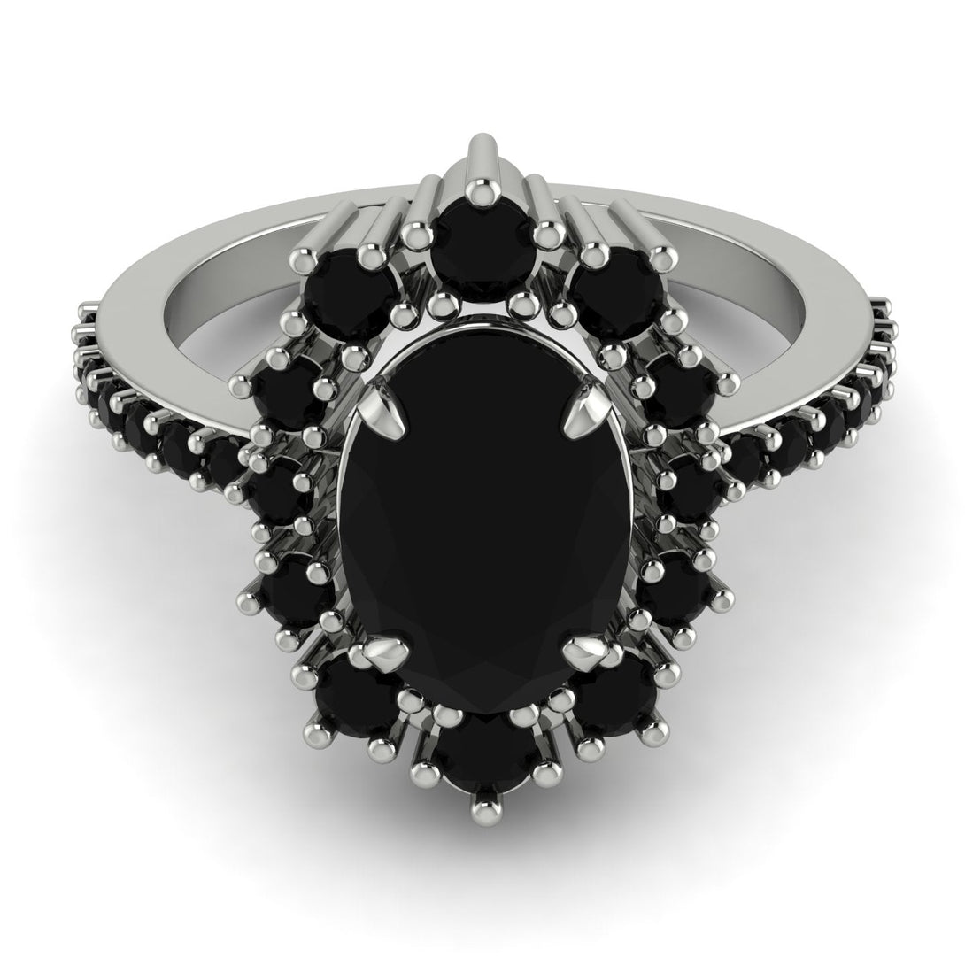 Glamorous Oval Black Diamond Ring - Emily No. 39