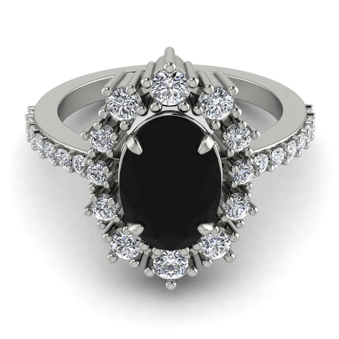 Glamorous Oval Black Diamond Ring - Emily No. 9