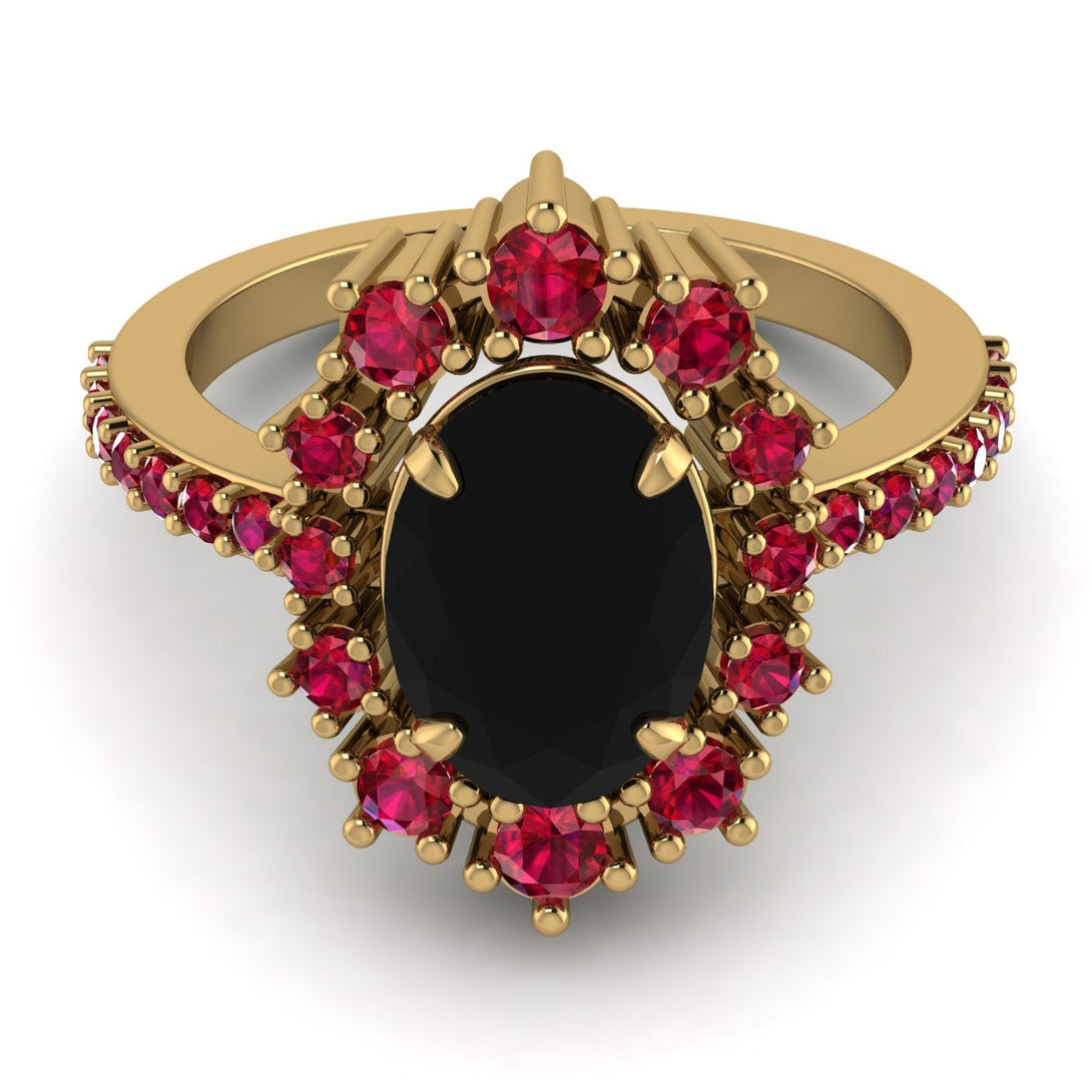 Glamorous Oval Black Diamond Ring - Emily No. 52
