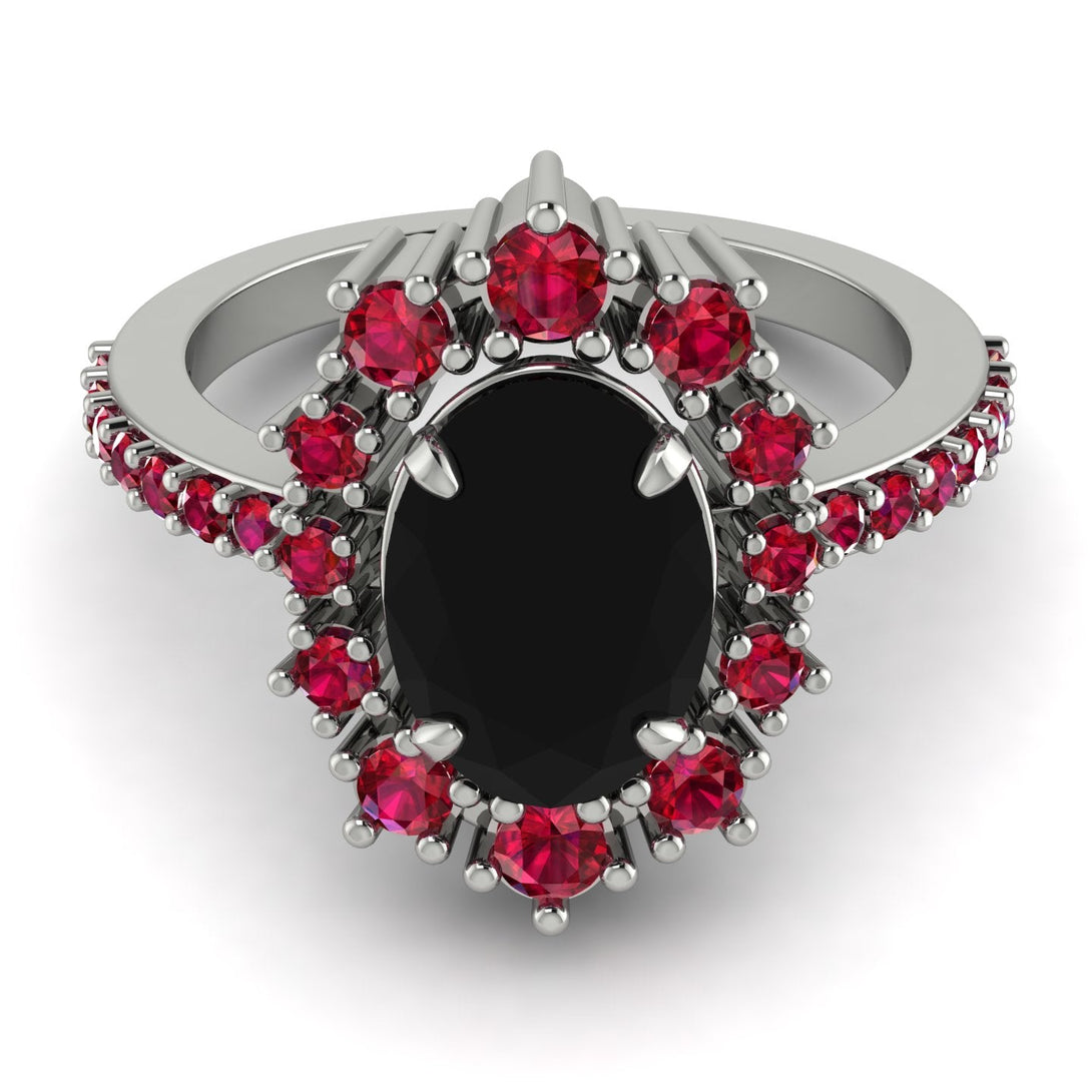 Glamorous Oval Black Diamond Ring - Emily No. 54