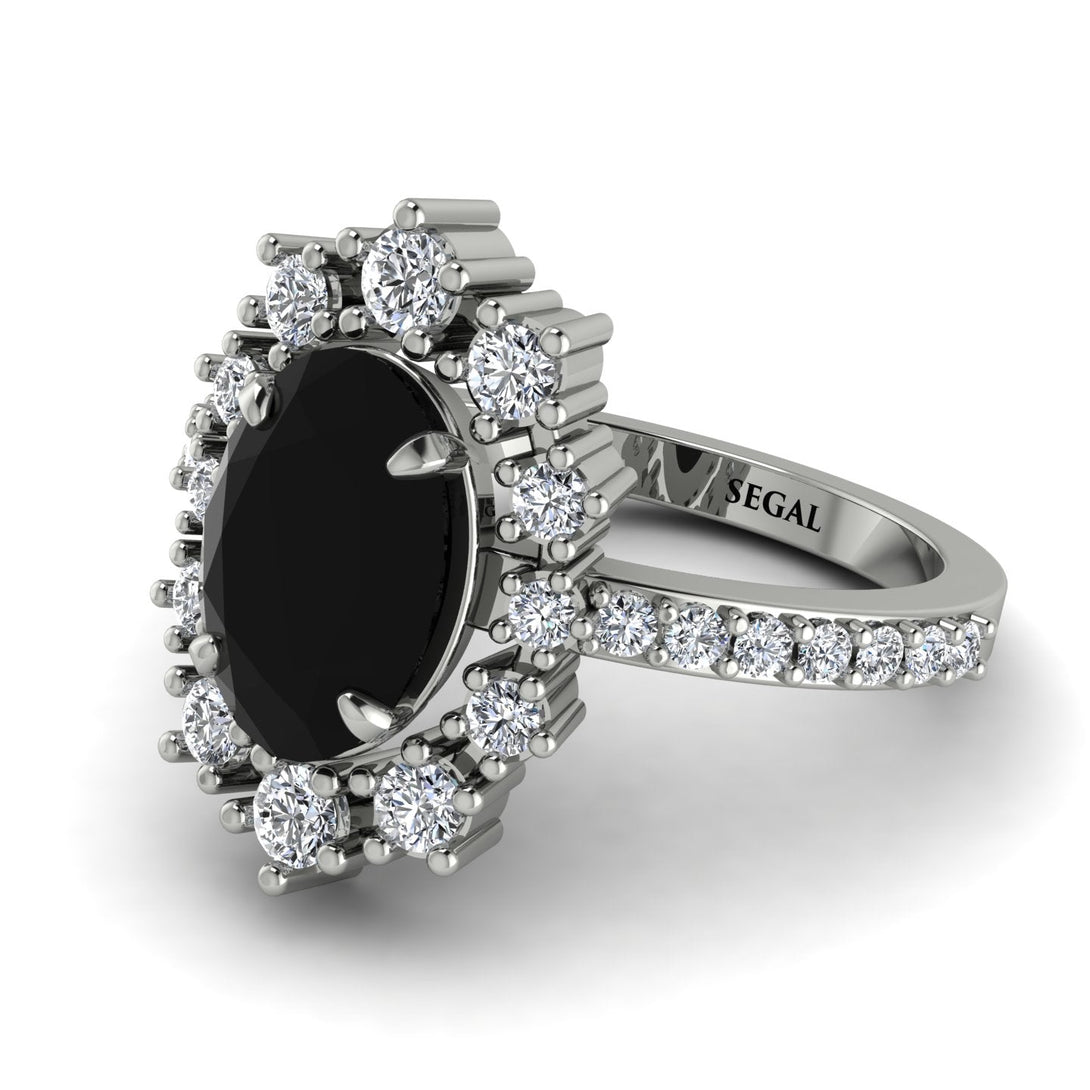 Glamorous Oval Black Diamond Ring - Emily No. 9