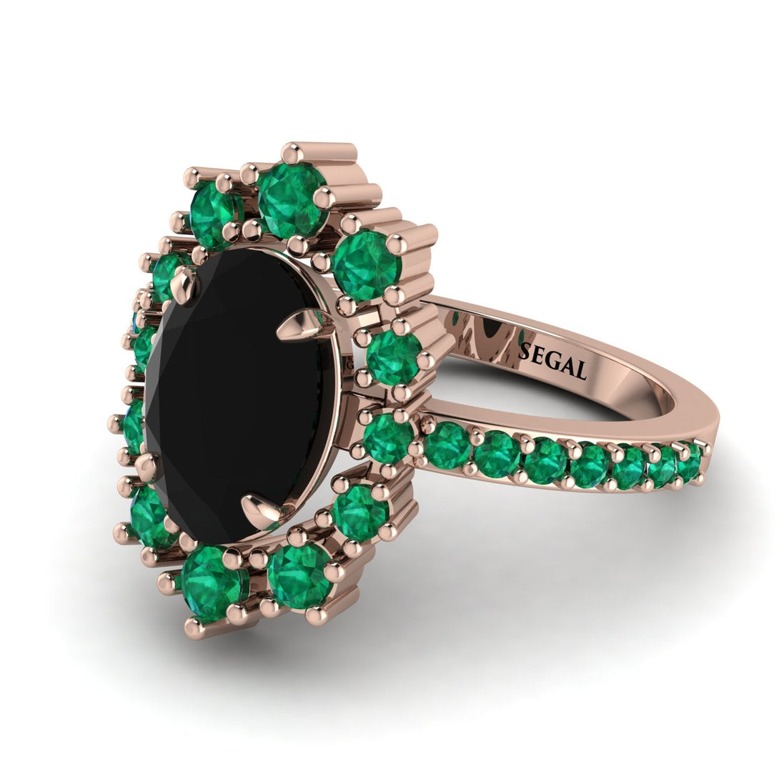 Glamorous Oval Black Diamond Ring - Emily No. 23
