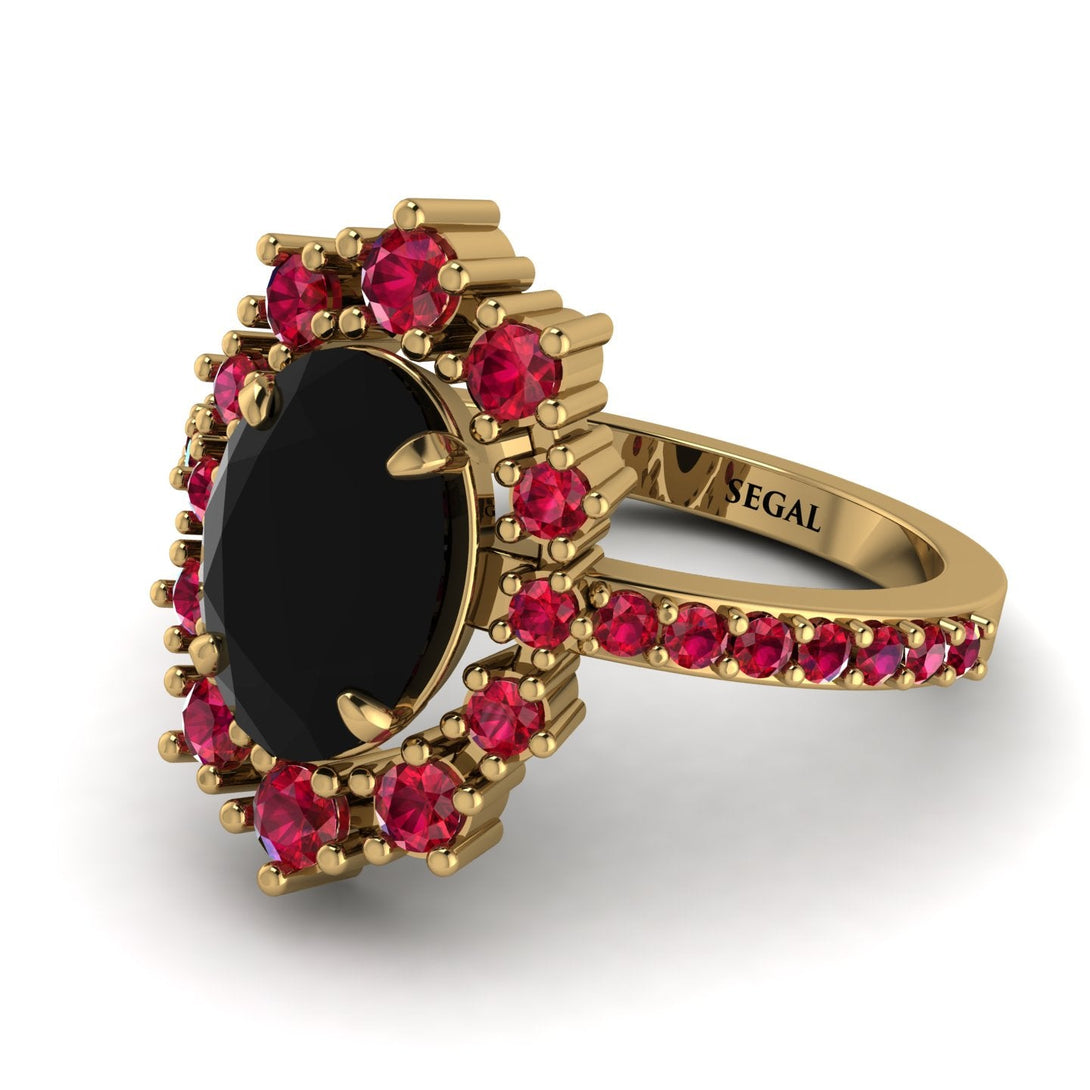 Glamorous Oval Black Diamond Ring - Emily No. 52