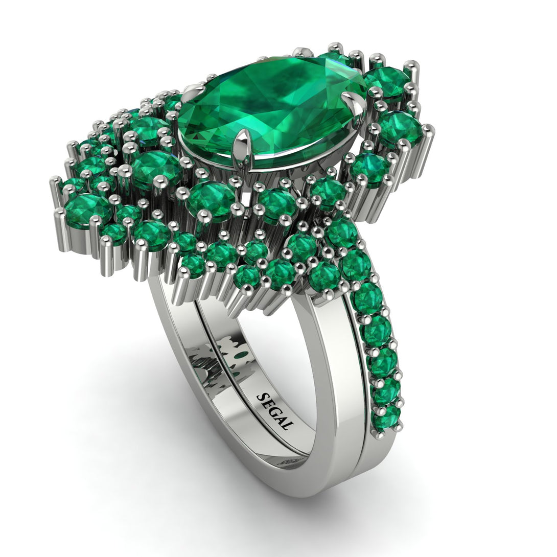 Glamorous Oval Emerald Bridal Set - Emily No. 21