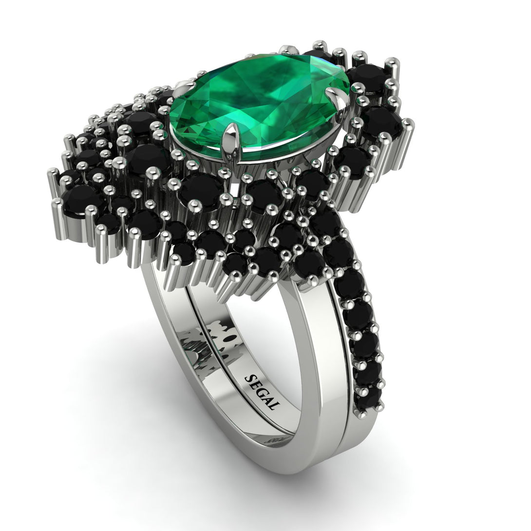 Glamorous Oval Emerald Bridal Set - Emily No. 36