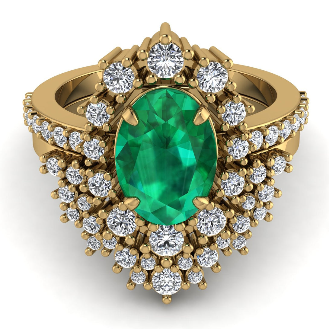 Glamorous Oval Emerald Bridal Set - Emily No. 4