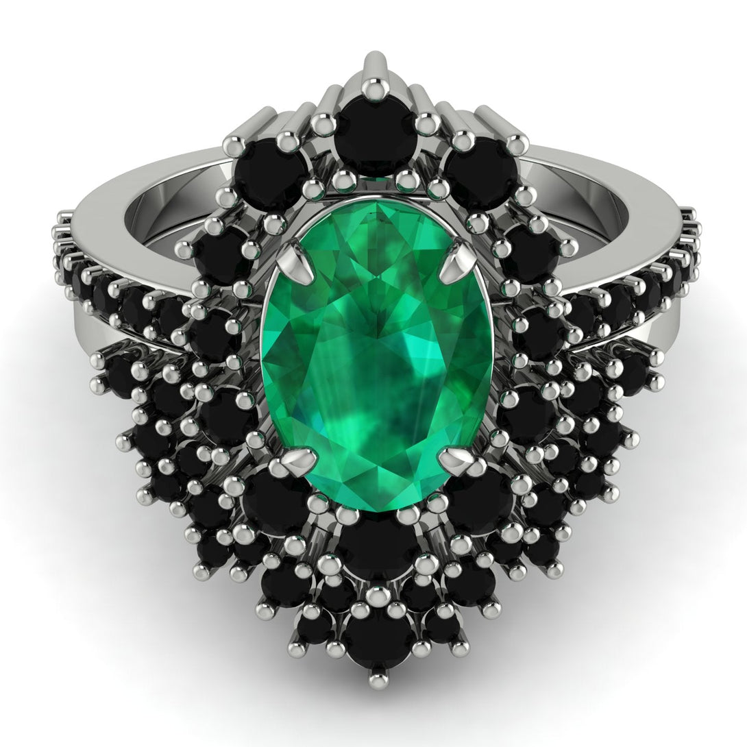 Glamorous Oval Emerald Bridal Set - Emily No. 36