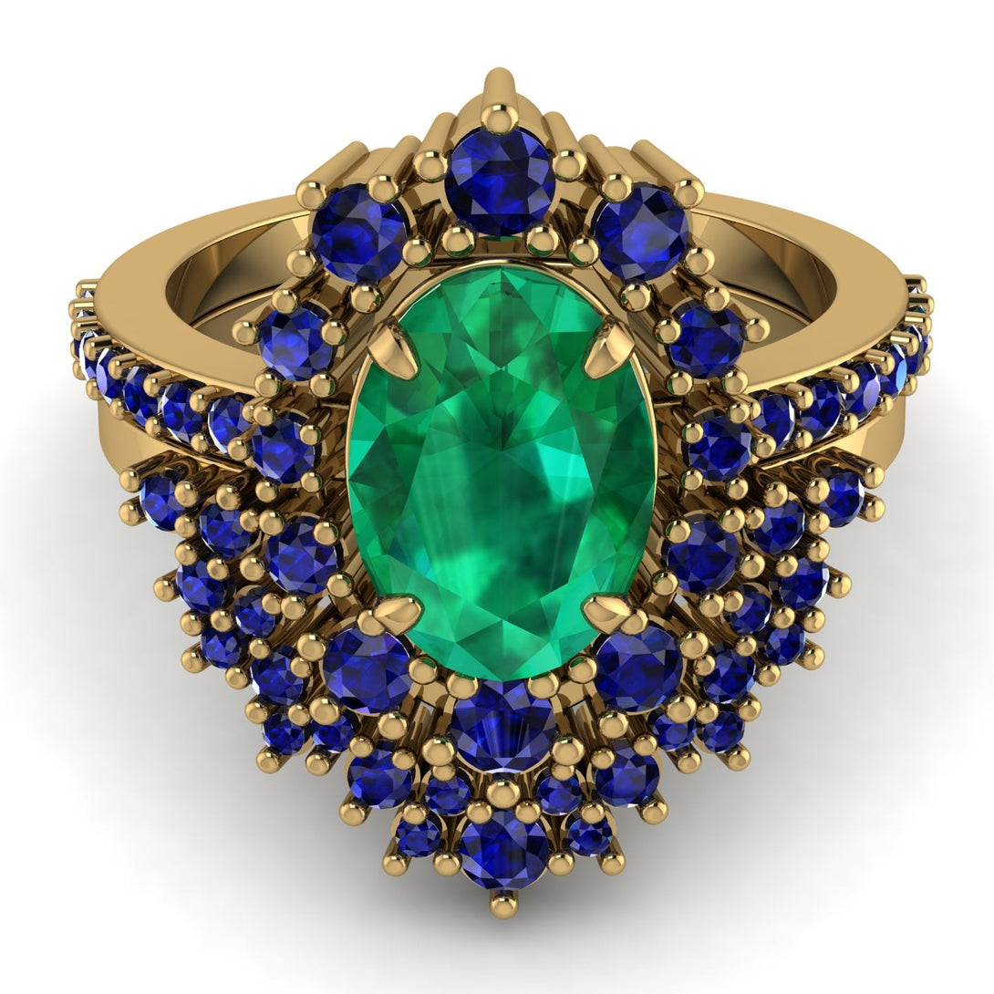 Glamorous Oval Emerald Bridal Set - Emily No. 64