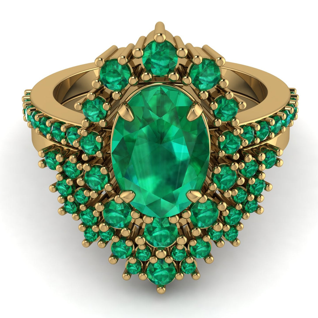 Glamorous Oval Emerald Bridal Set - Emily No. 19