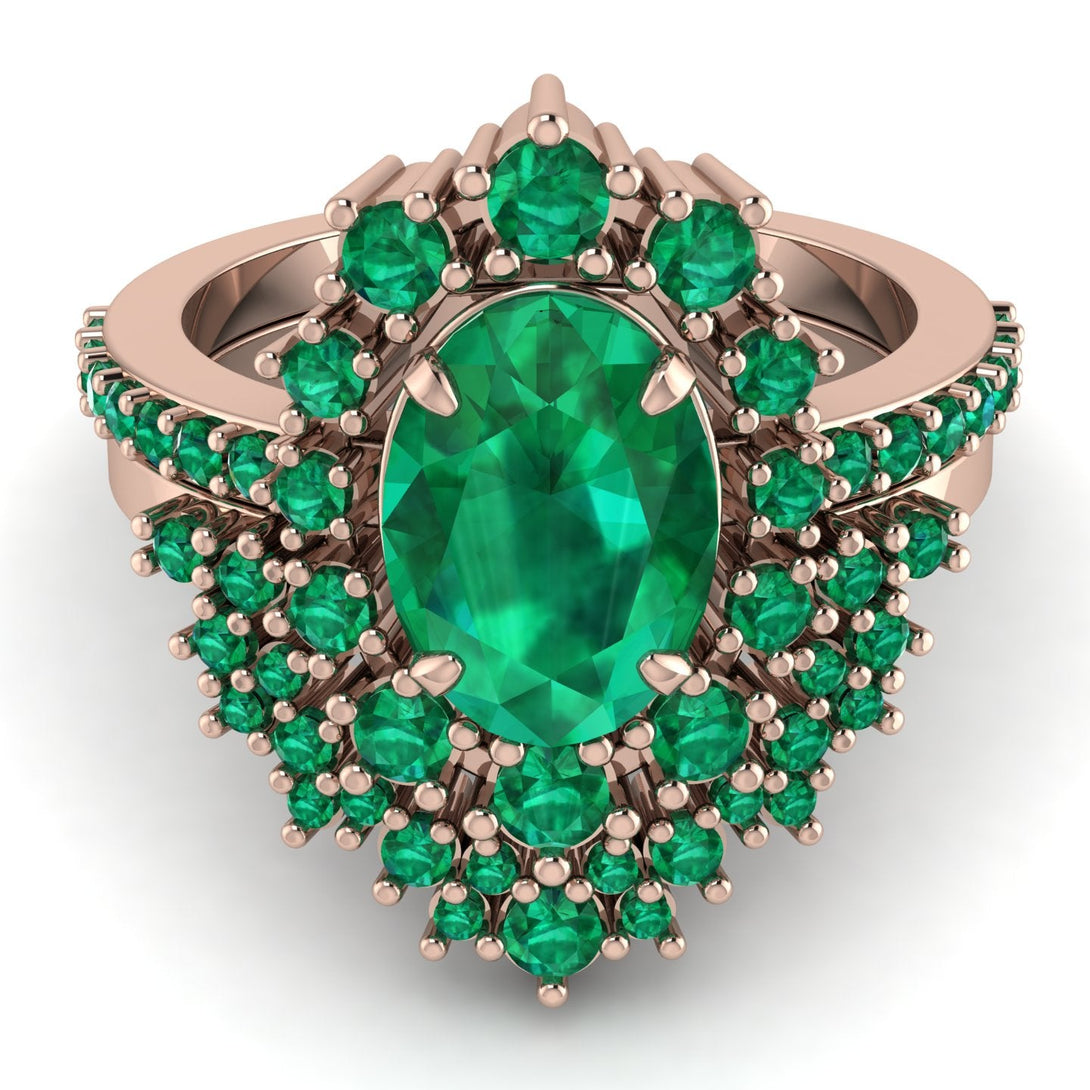 Glamorous Oval Emerald Bridal Set - Emily No. 20