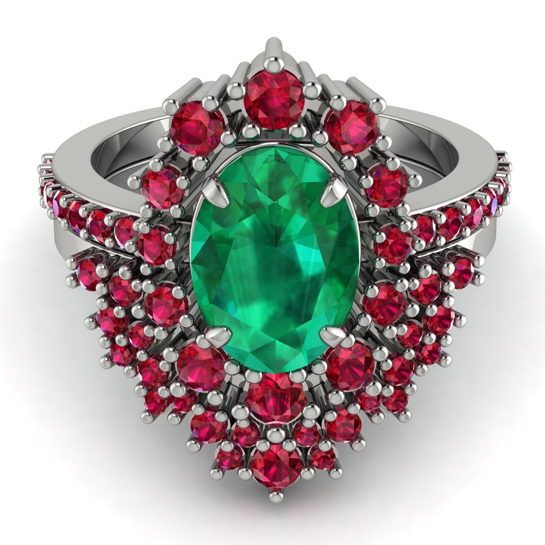 Glamorous Oval Emerald Bridal Set - Emily No. 51