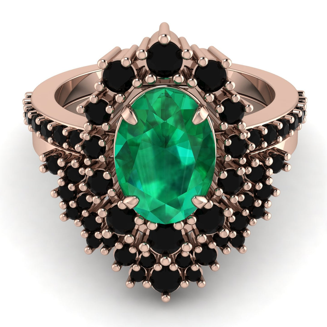 Glamorous Oval Emerald Bridal Set - Emily No. 35