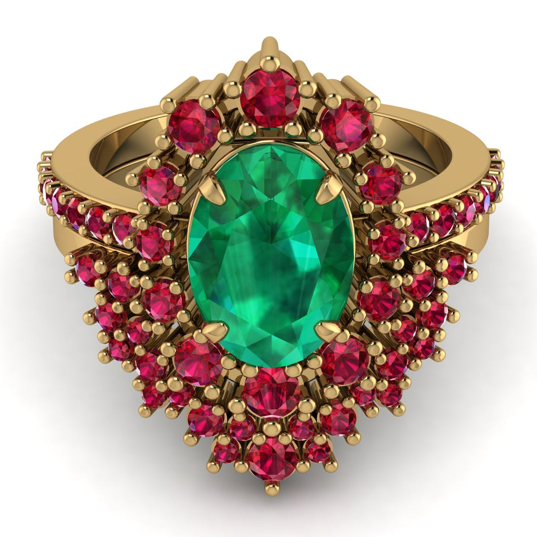 Glamorous Oval Emerald Bridal Set - Emily No. 49