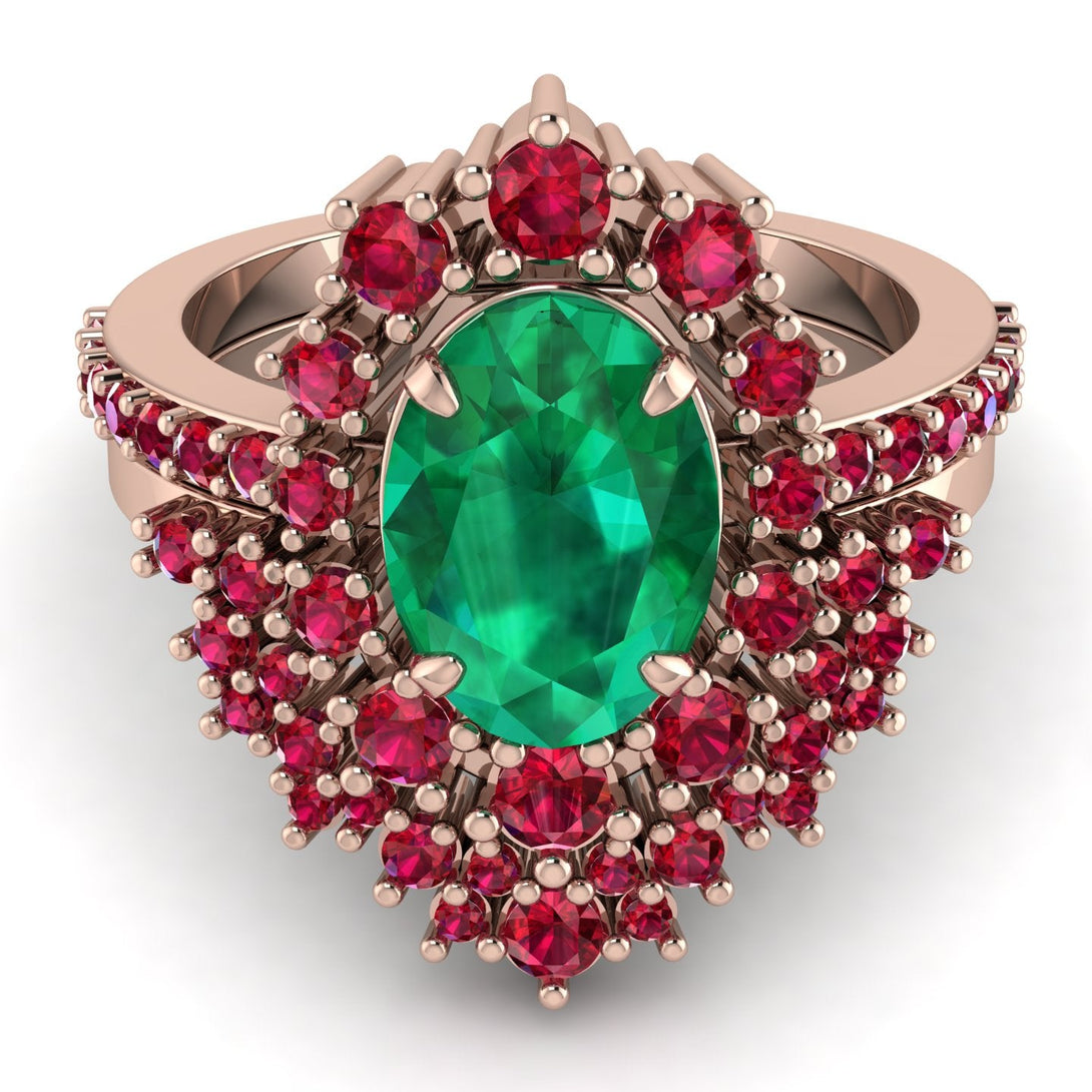 Glamorous Oval Emerald Bridal Set - Emily No. 50