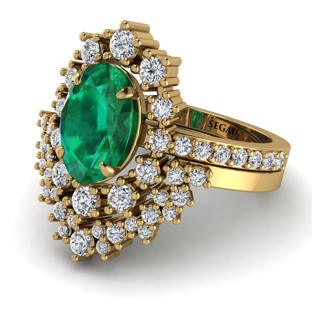 Glamorous Oval Emerald Bridal Set - Emily No. 4