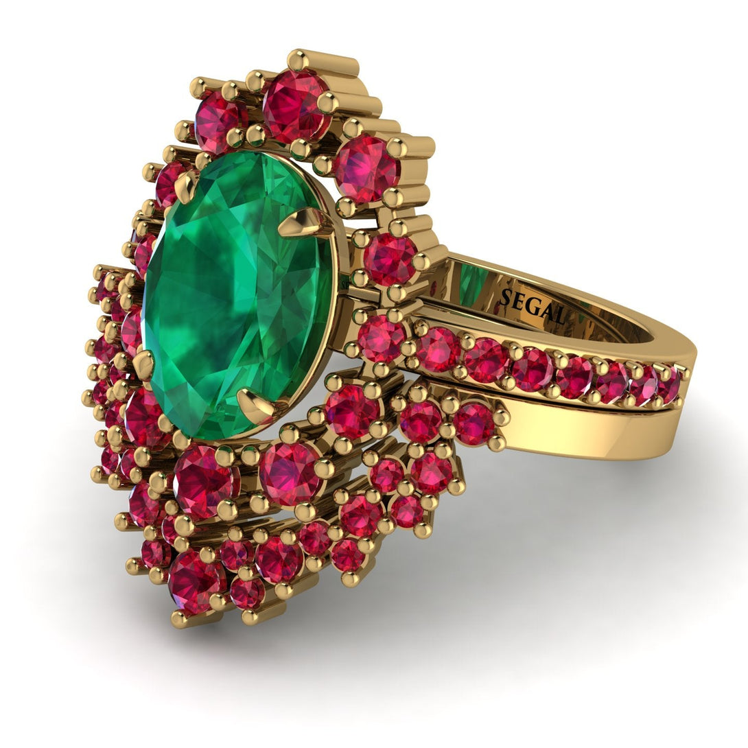 Glamorous Oval Emerald Bridal Set - Emily No. 49