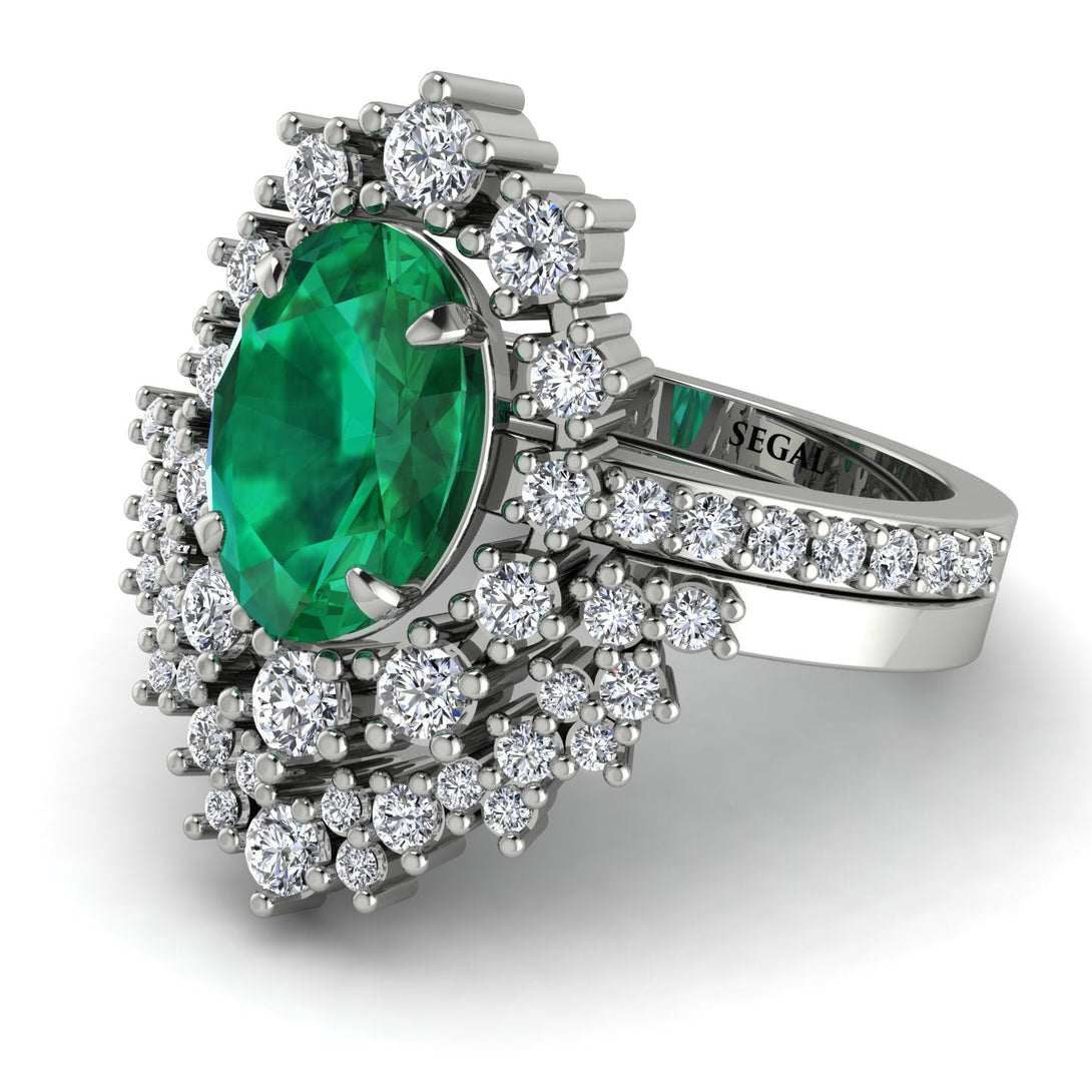 Glamorous Oval Emerald Bridal Set - Emily No. 6