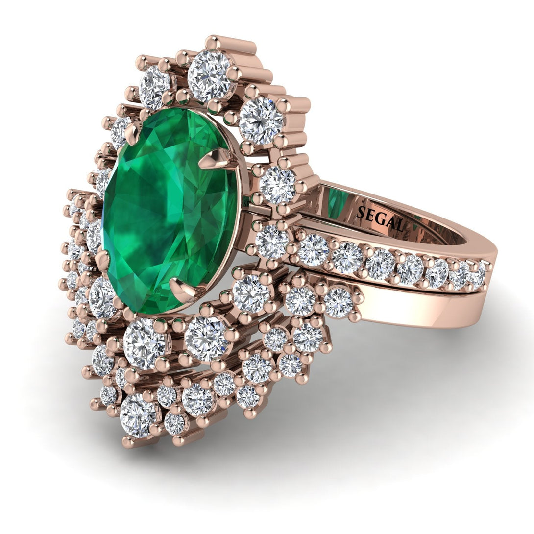 Glamorous Oval Emerald Bridal Set - Emily No. 5