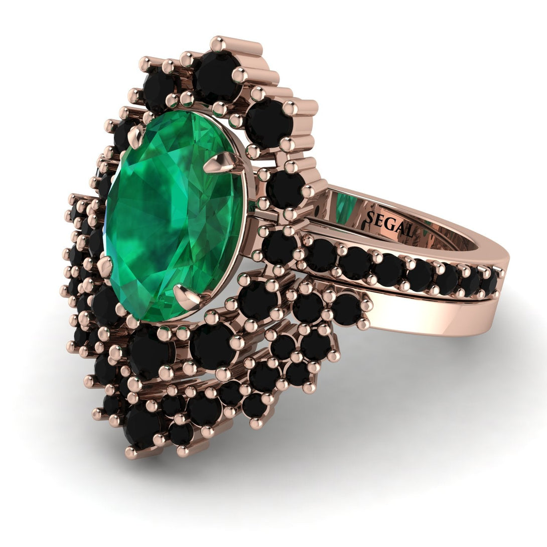Glamorous Oval Emerald Bridal Set - Emily No. 35