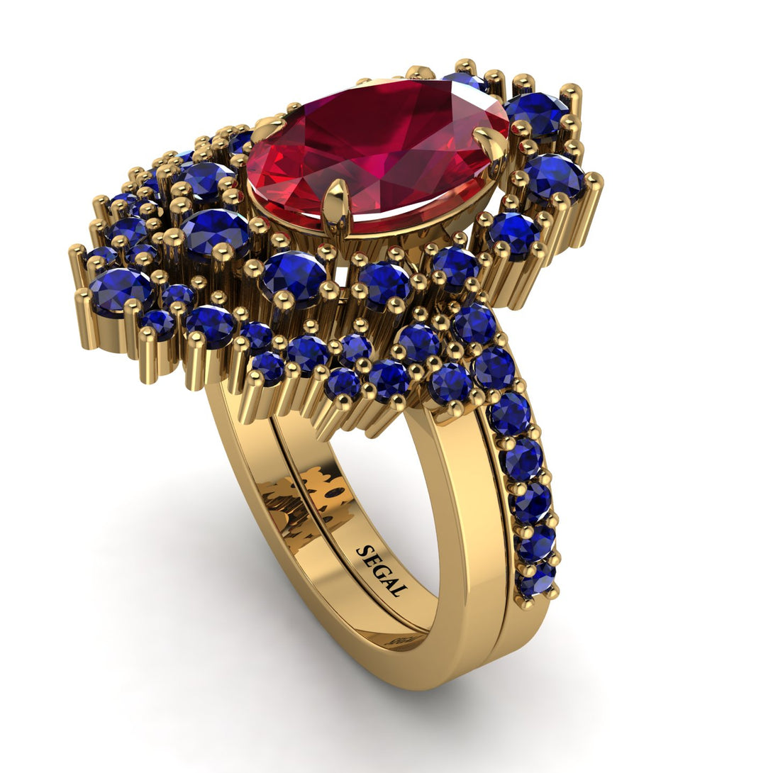 Glamorous Oval Ruby Bridal Set - Emily No. 70