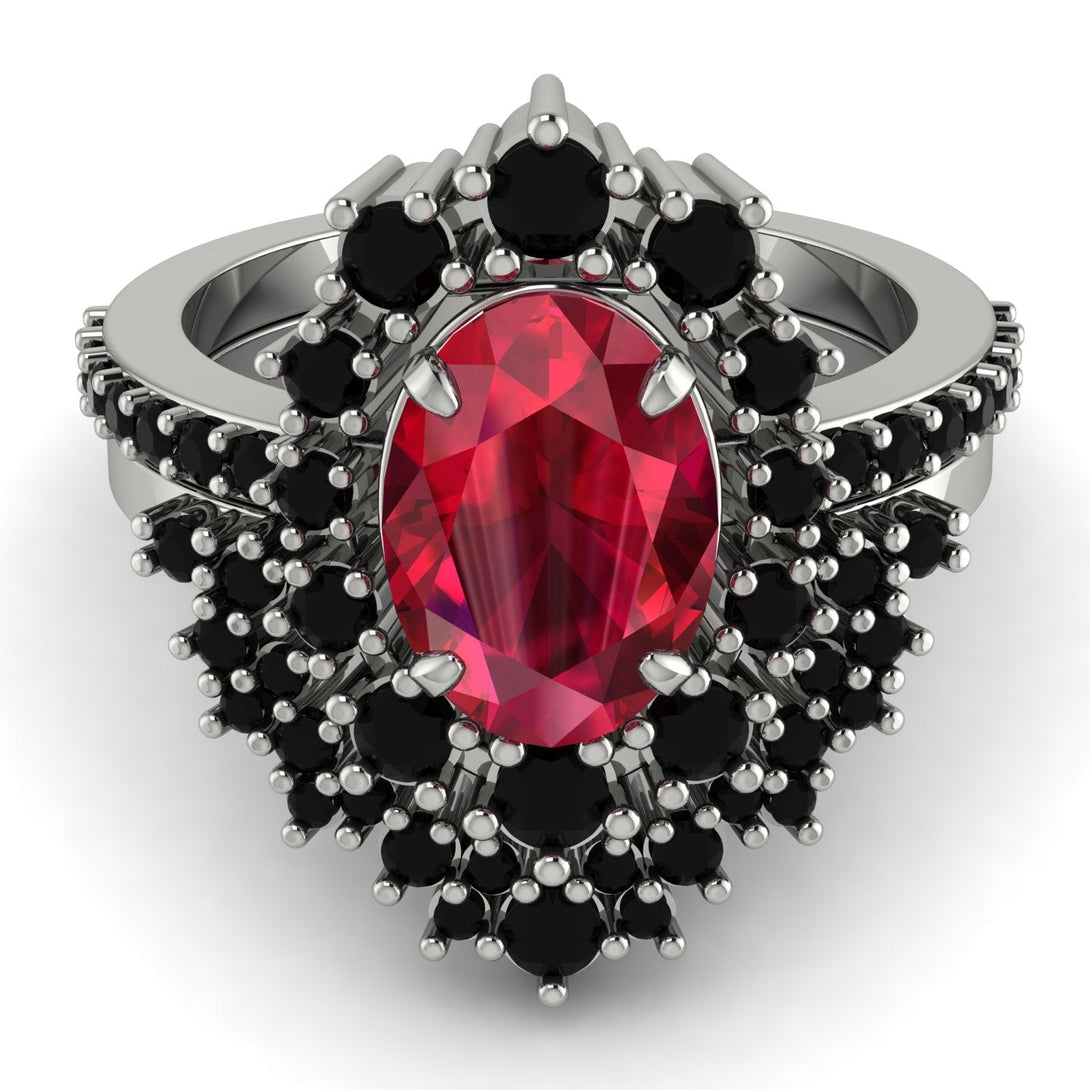 Glamorous Oval Ruby Bridal Set - Emily No. 42