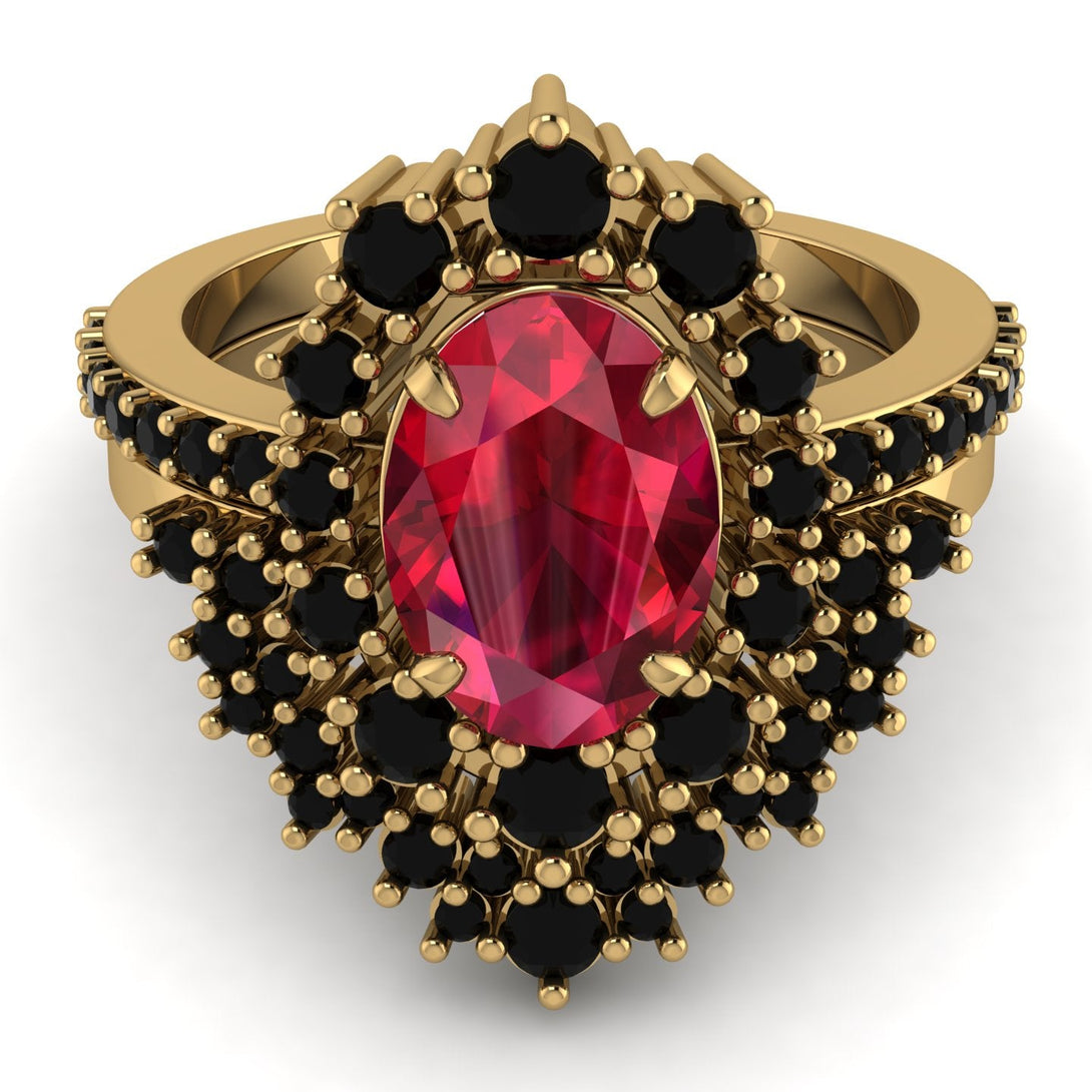 Glamorous Oval Ruby Bridal Set - Emily No. 40