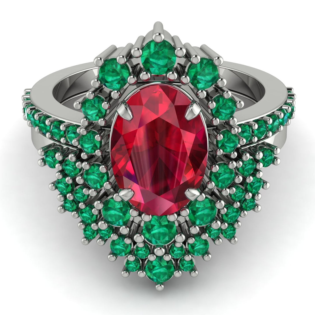 Glamorous Oval Ruby Bridal Set - Emily No. 27