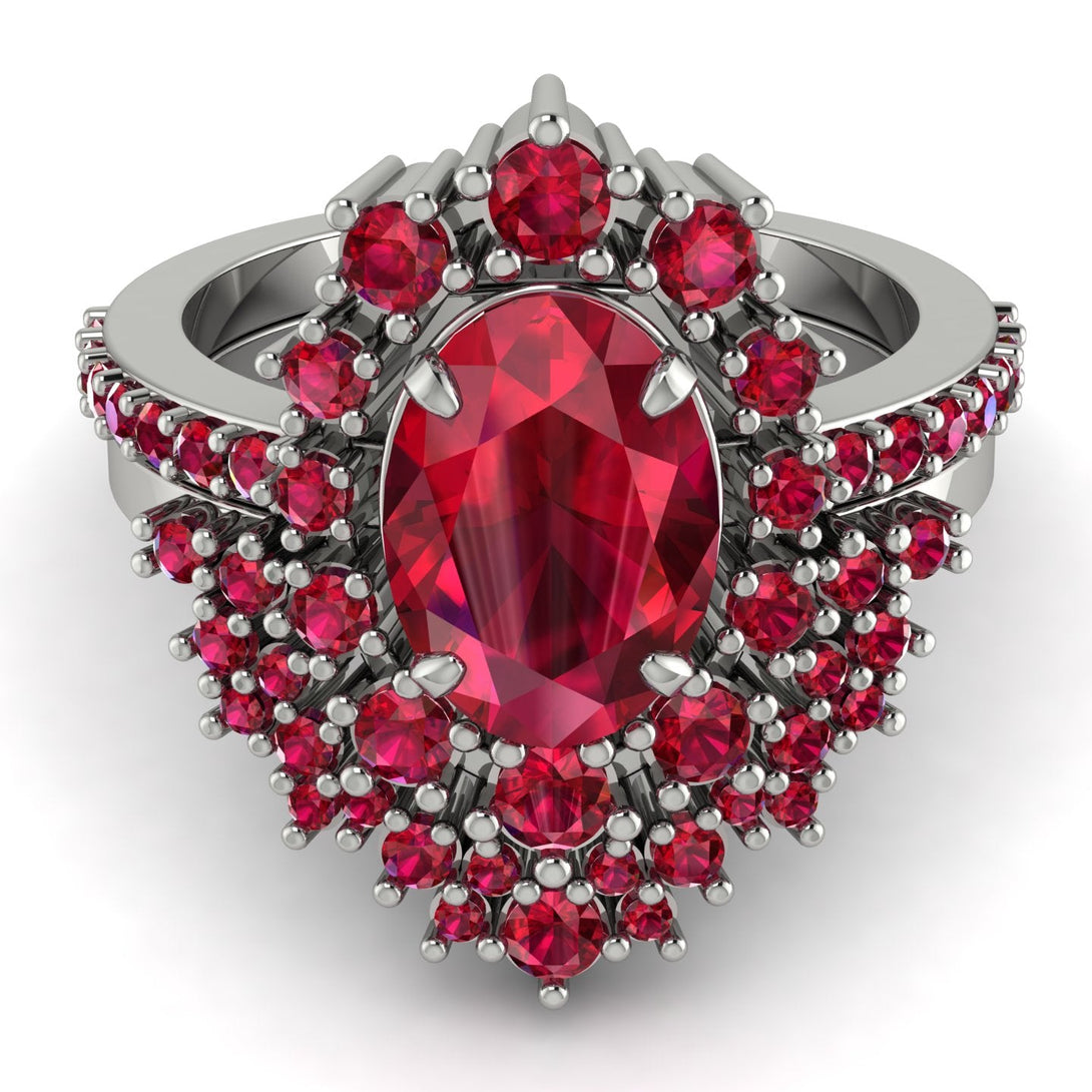Glamorous Oval Ruby Bridal Set - Emily No. 57