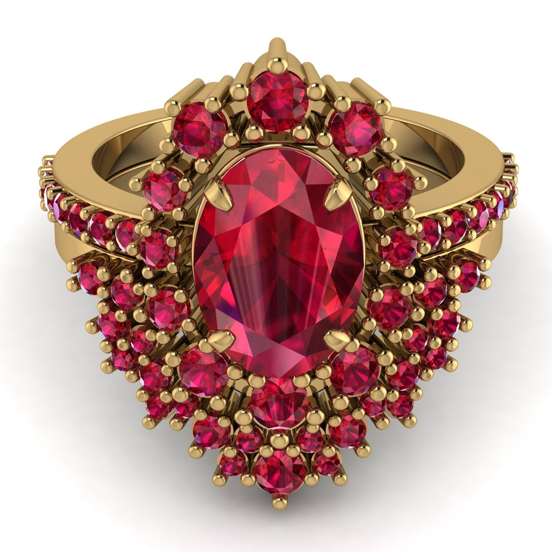 Glamorous Oval Ruby Bridal Set - Emily No. 55