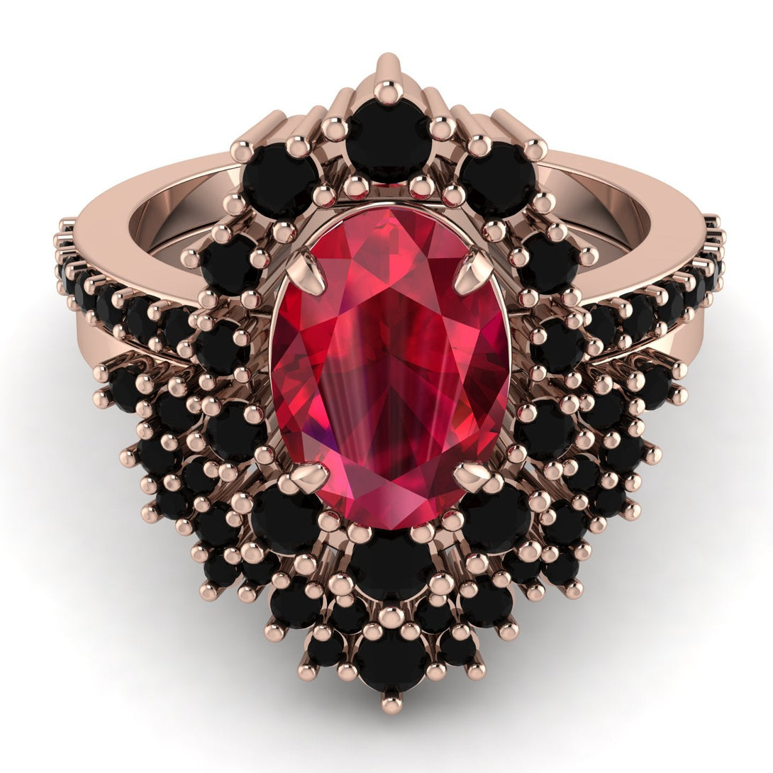 Glamorous Oval Ruby Bridal Set - Emily No. 41