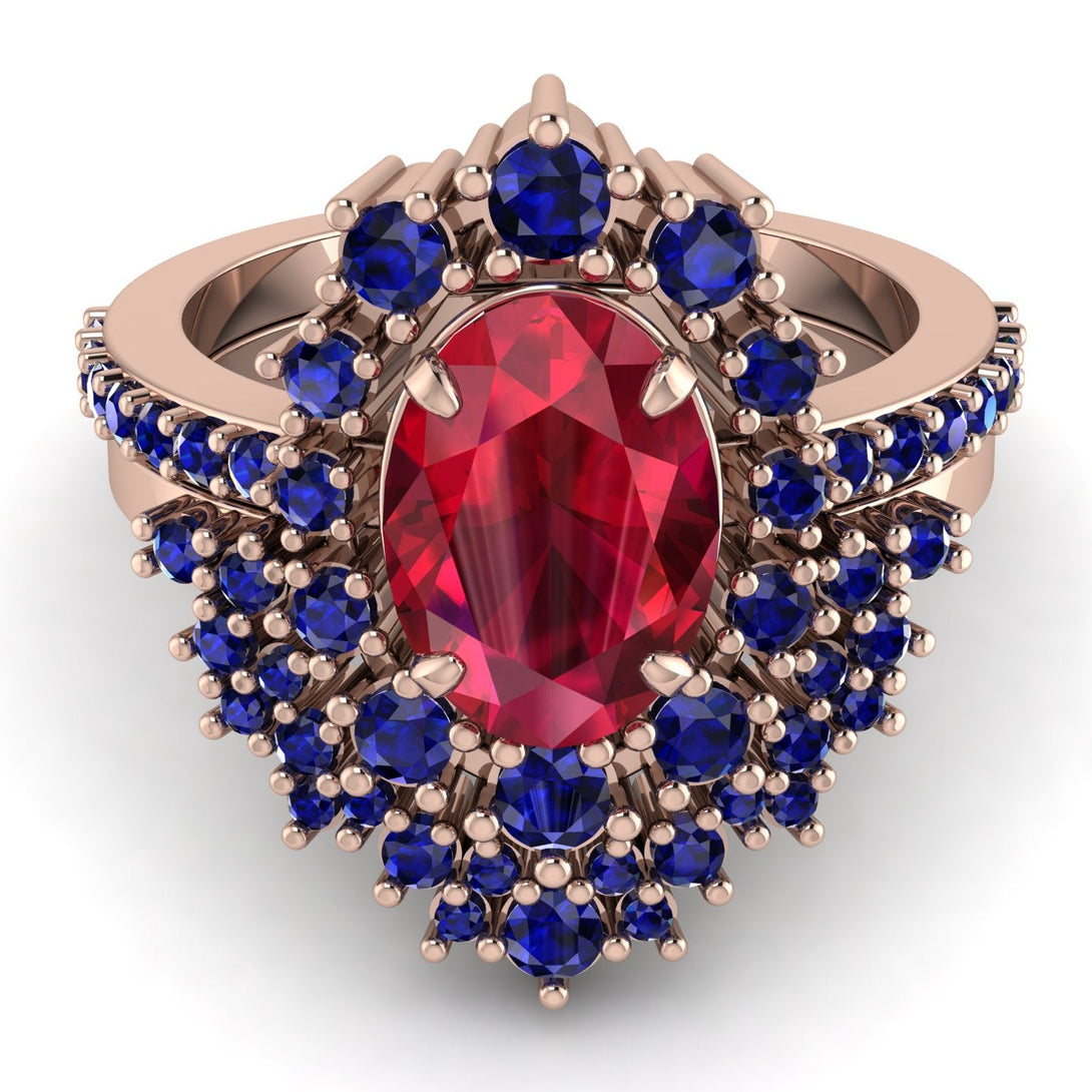 Glamorous Oval Ruby Bridal Set - Emily No. 71