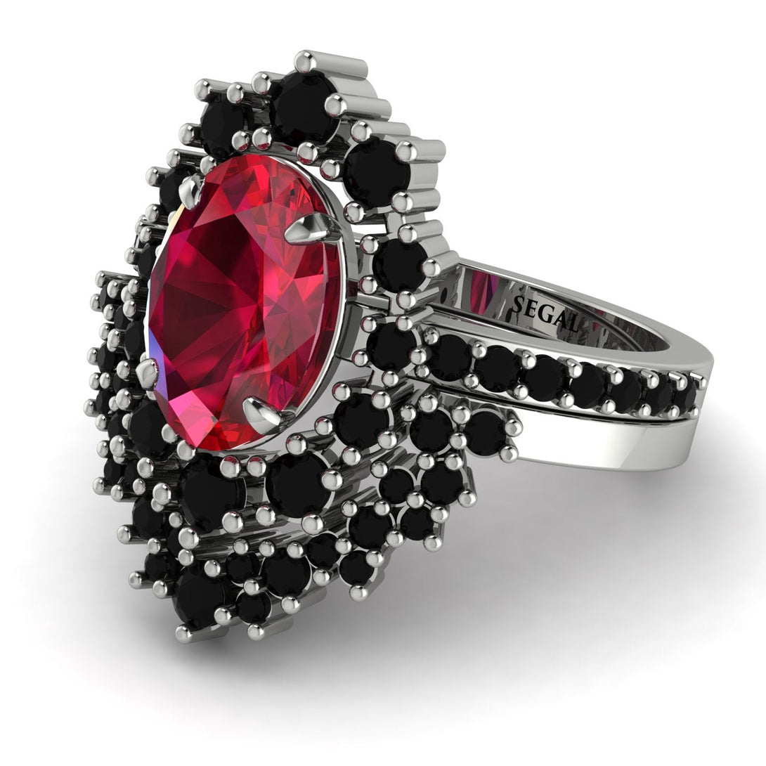 Glamorous Oval Ruby Bridal Set - Emily No. 42