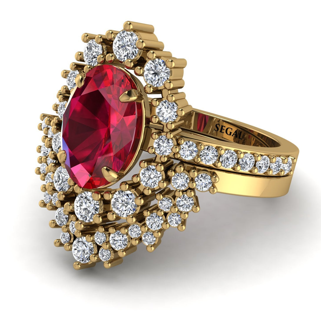 Glamorous Oval Ruby Bridal Set - Emily No. 10