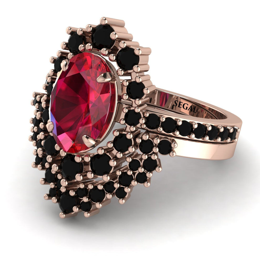 Glamorous Oval Ruby Bridal Set - Emily No. 41