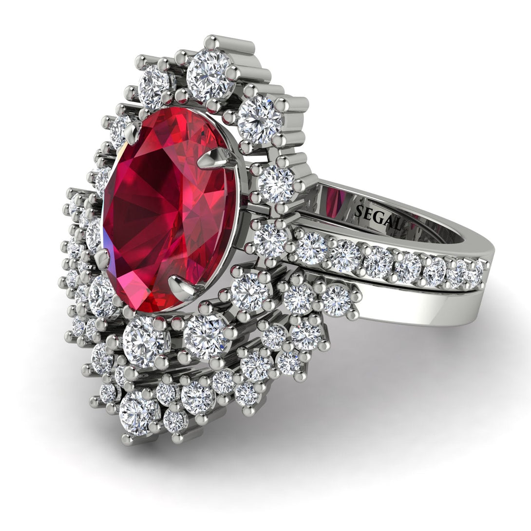 Glamorous Oval Ruby Bridal Set - Emily No. 12