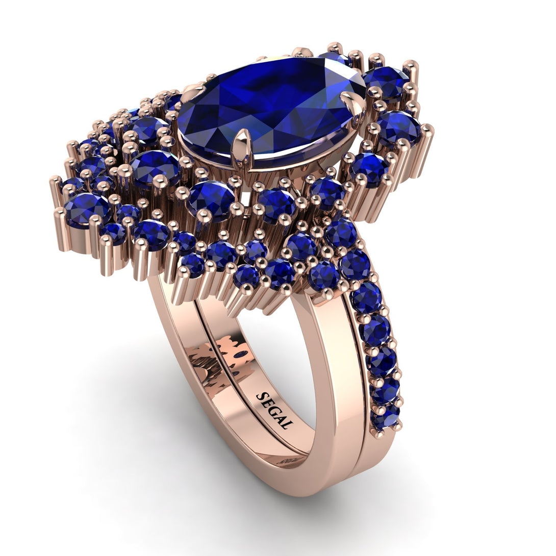 Glamorous Oval Sapphire Bridal Set - Emily No. 74
