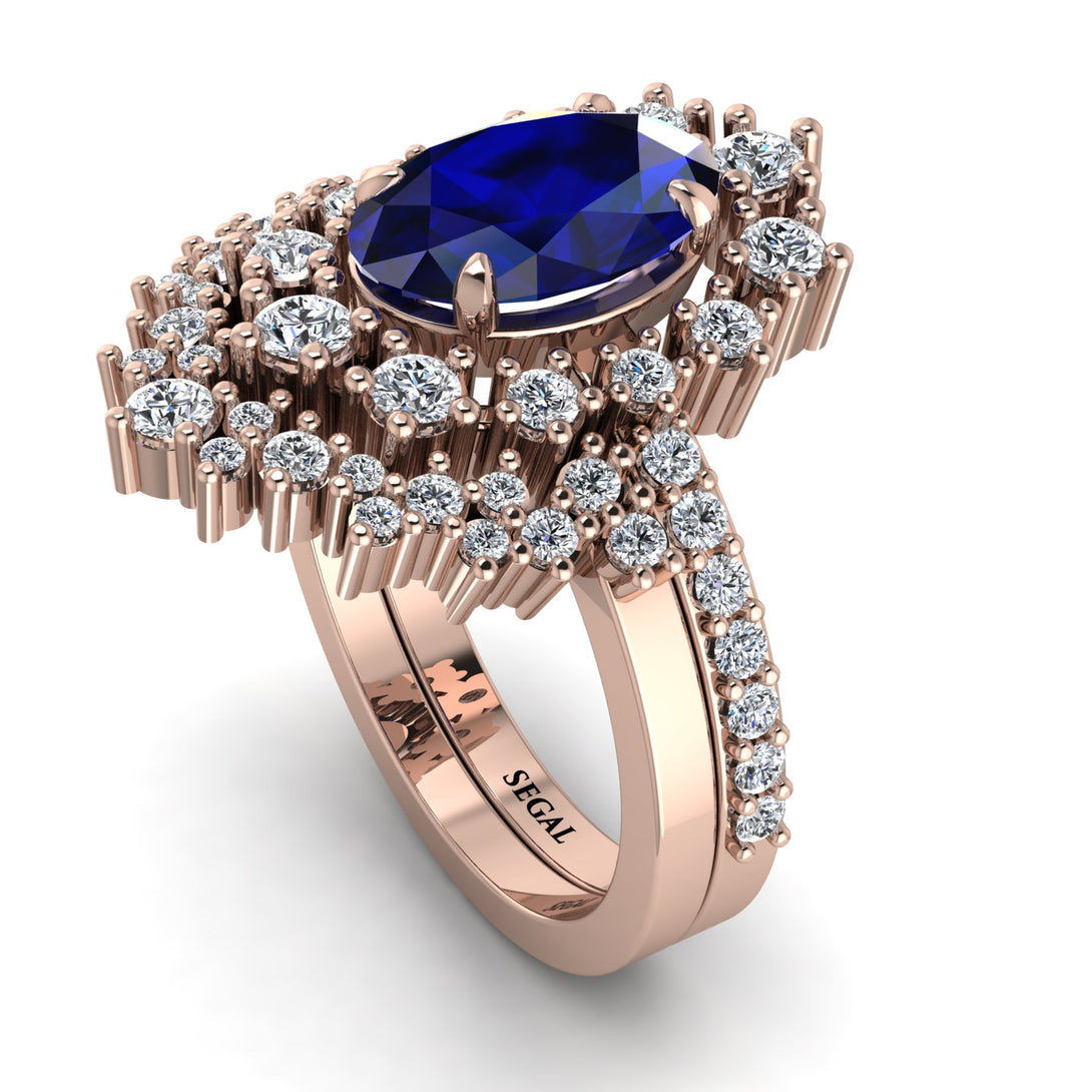Glamorous Oval Sapphire Bridal Set - Emily No. 14