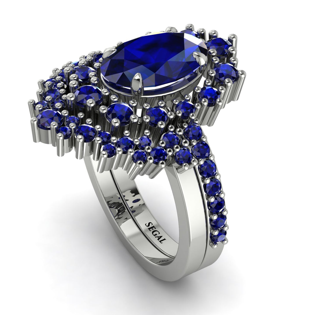 Glamorous Oval Sapphire Bridal Set - Emily No. 75