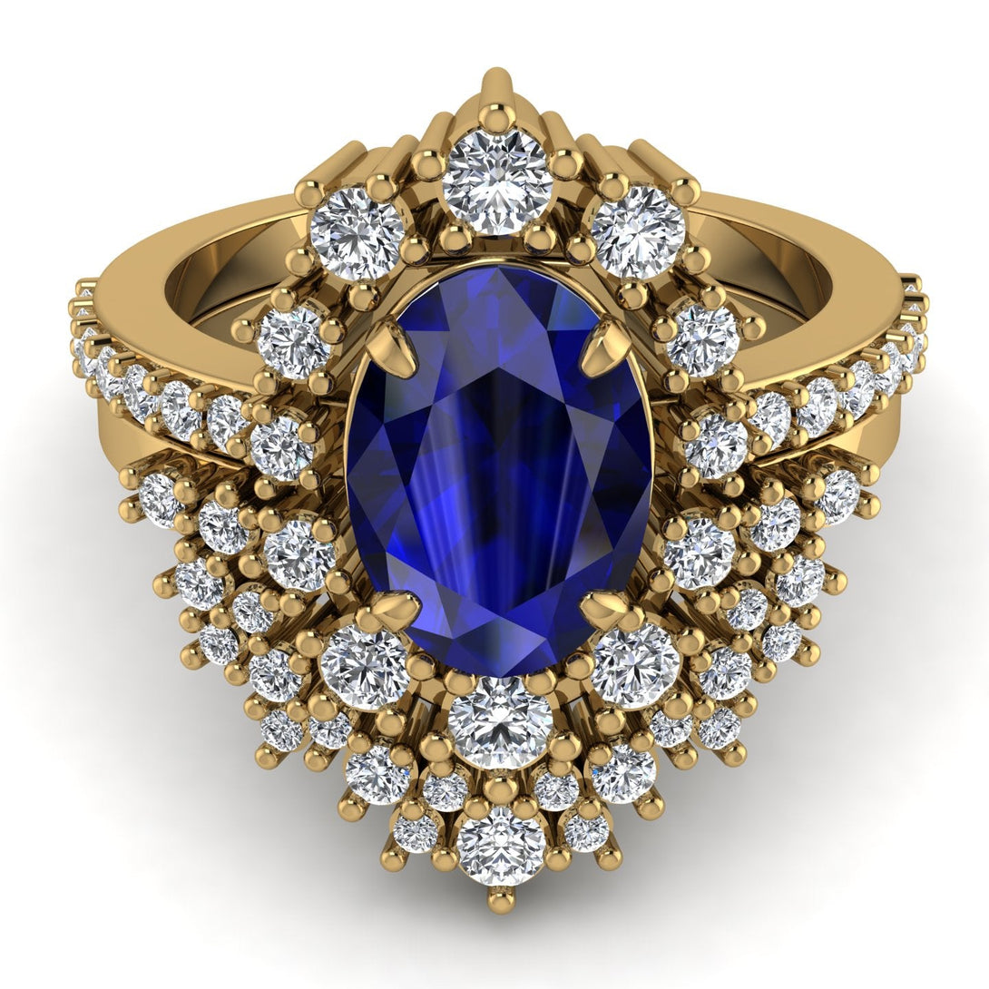 Glamorous Oval Sapphire Bridal Set - Emily No. 13