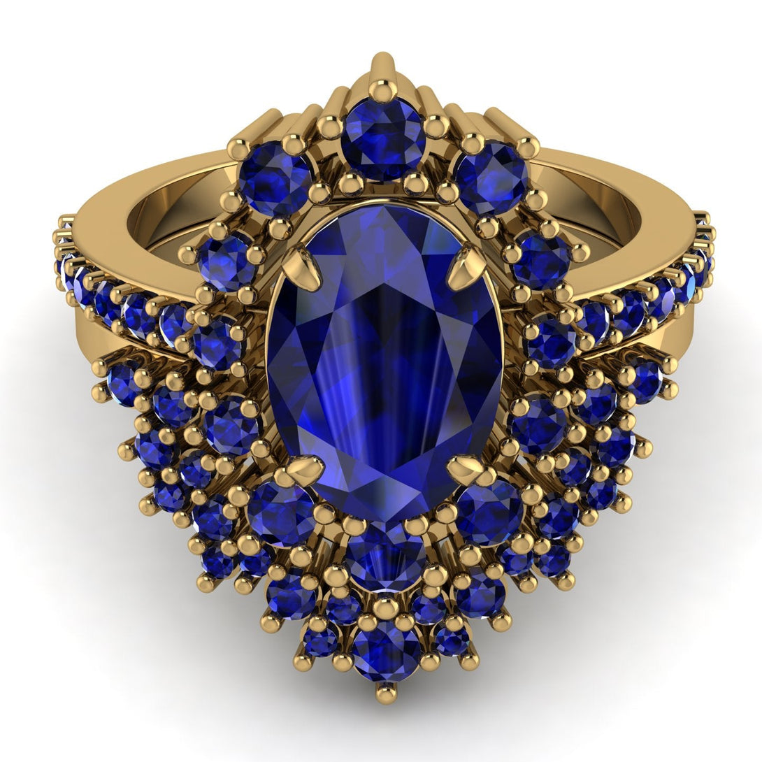 Glamorous Oval Sapphire Bridal Set - Emily No. 73