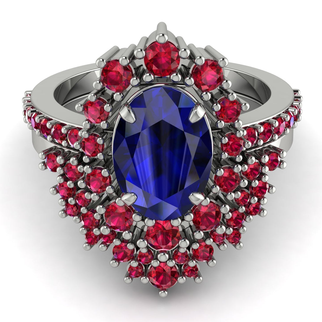 Glamorous Oval Sapphire Bridal Set - Emily No. 60