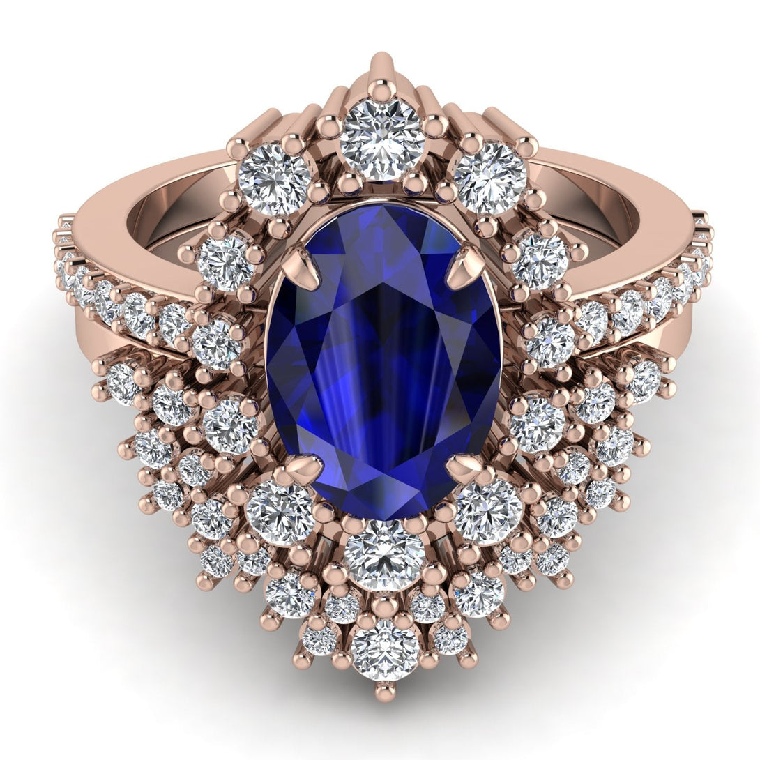 Glamorous Oval Sapphire Bridal Set - Emily No. 14