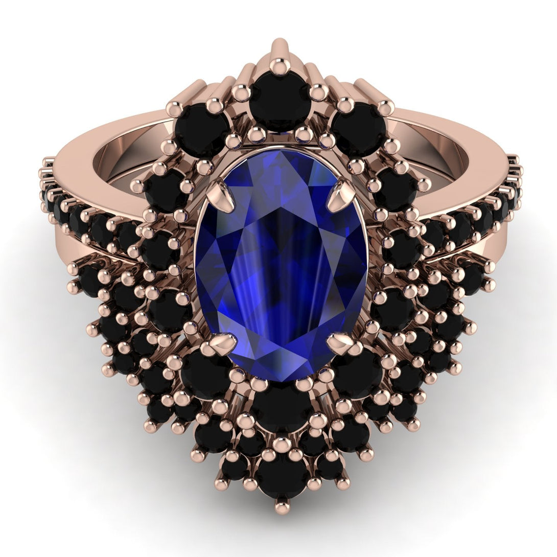 Glamorous Oval Sapphire Bridal Set - Emily No. 44