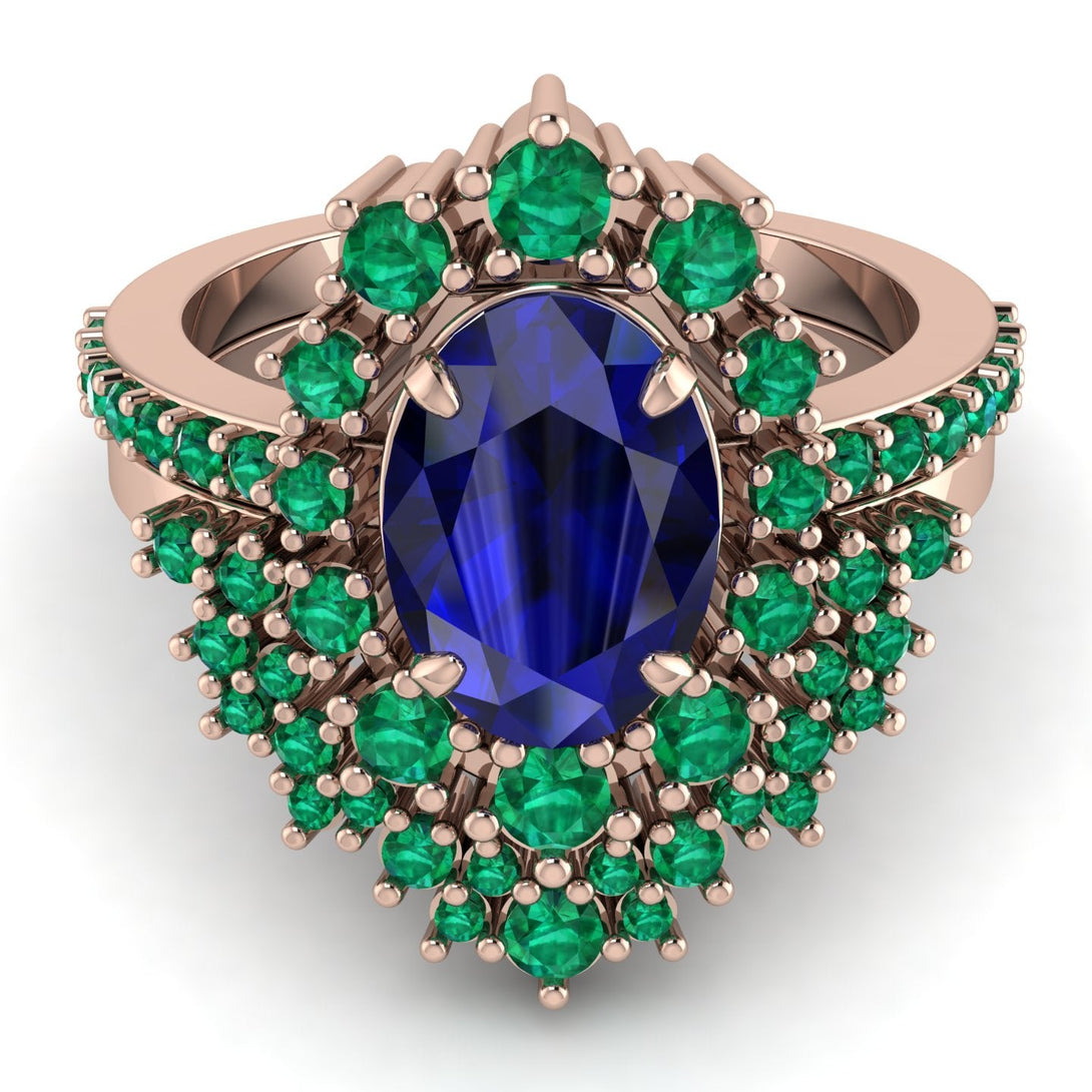 Glamorous Oval Sapphire Bridal Set - Emily No. 29